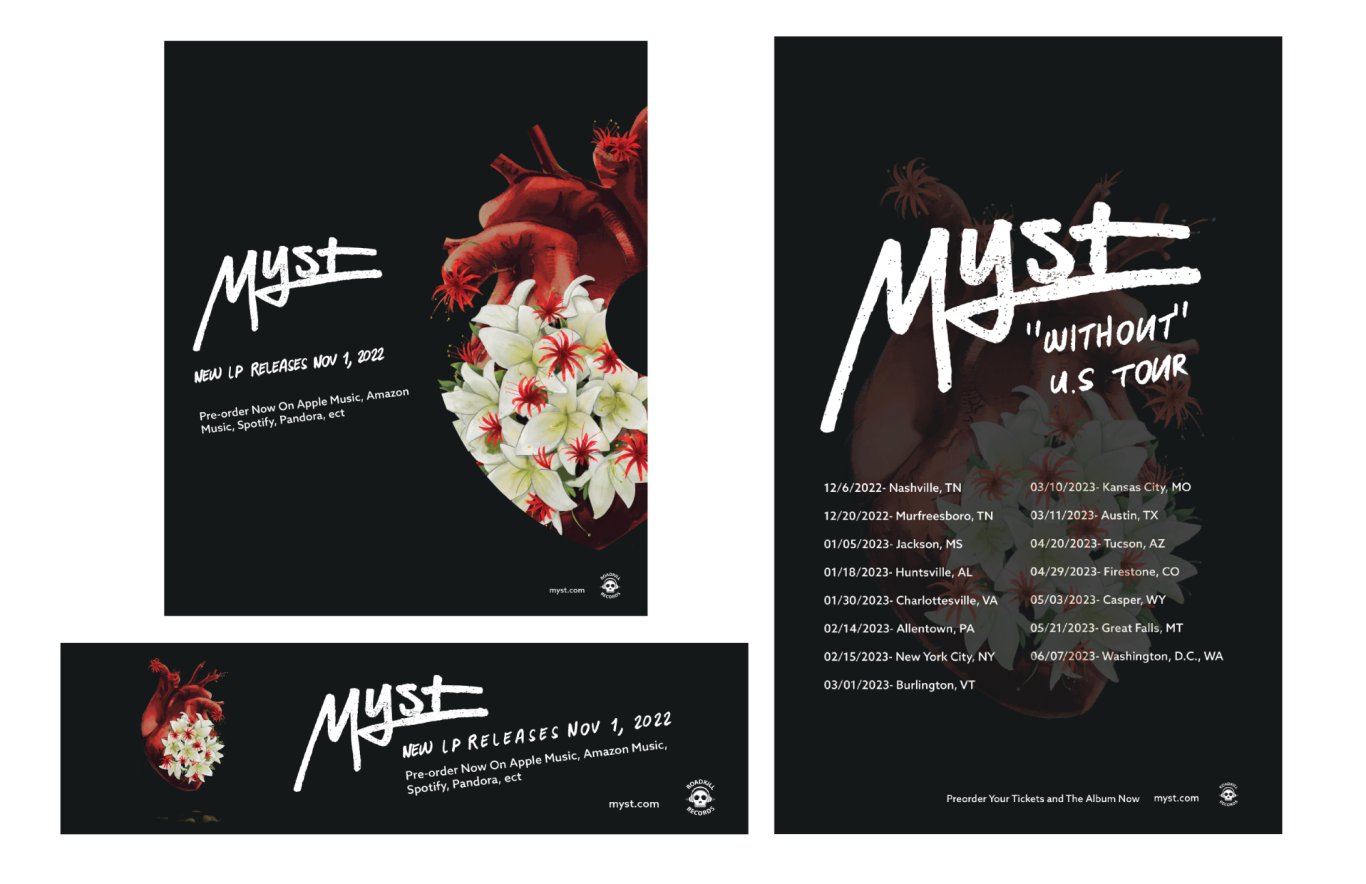 Myst rebranding ads and poster